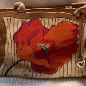 Brighton celebrates Vera Neumann collection embroidered poppy tote handbag